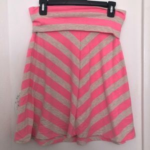 Pink and Grey Striped Skirt